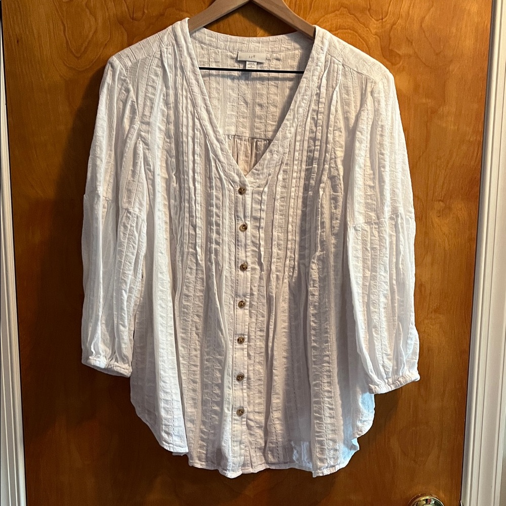 J. Jill White Textured Blouse